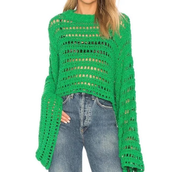 💚NWT Free People Green Flare Sweater Size S - Picture 4 of 5